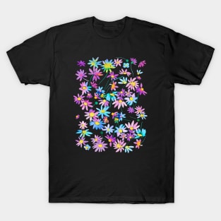 Daisies Spring Countryside Blue pink T-Shirt